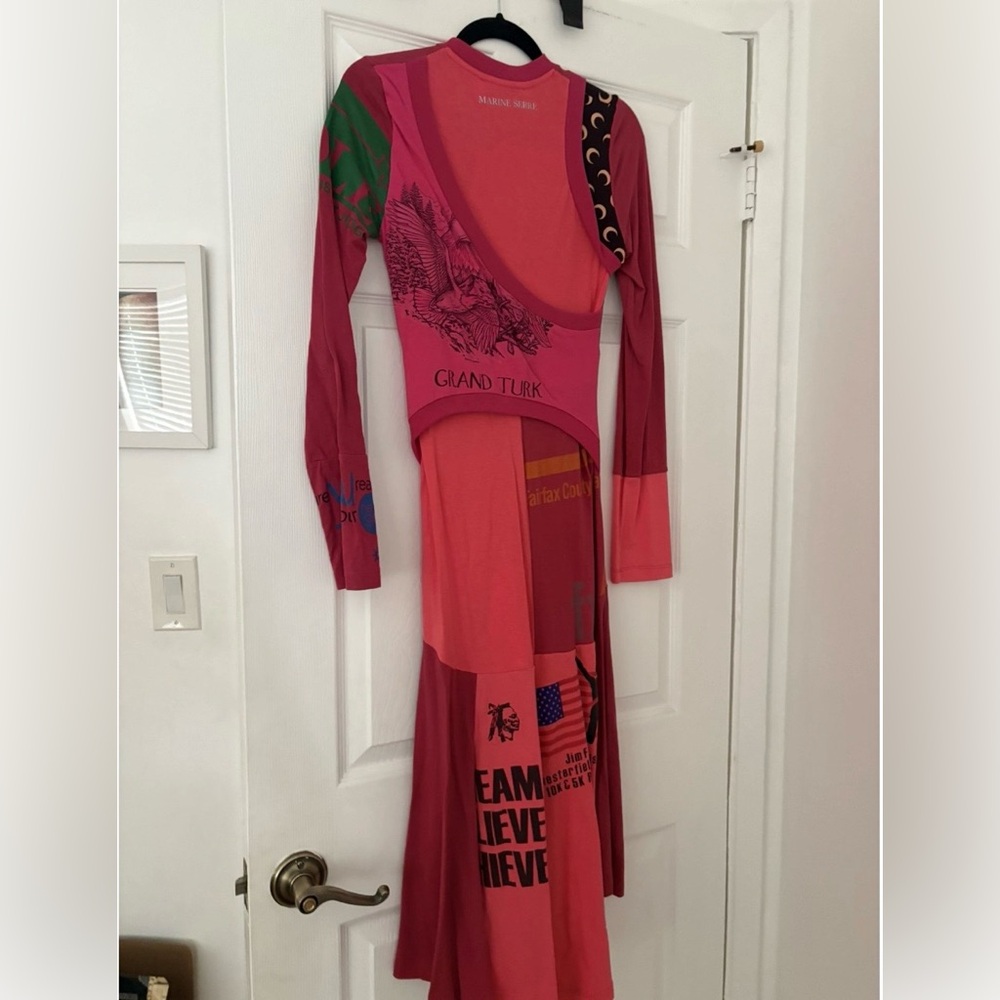 Marine Serre regenerated upcycled patchwork Long … - image 5
